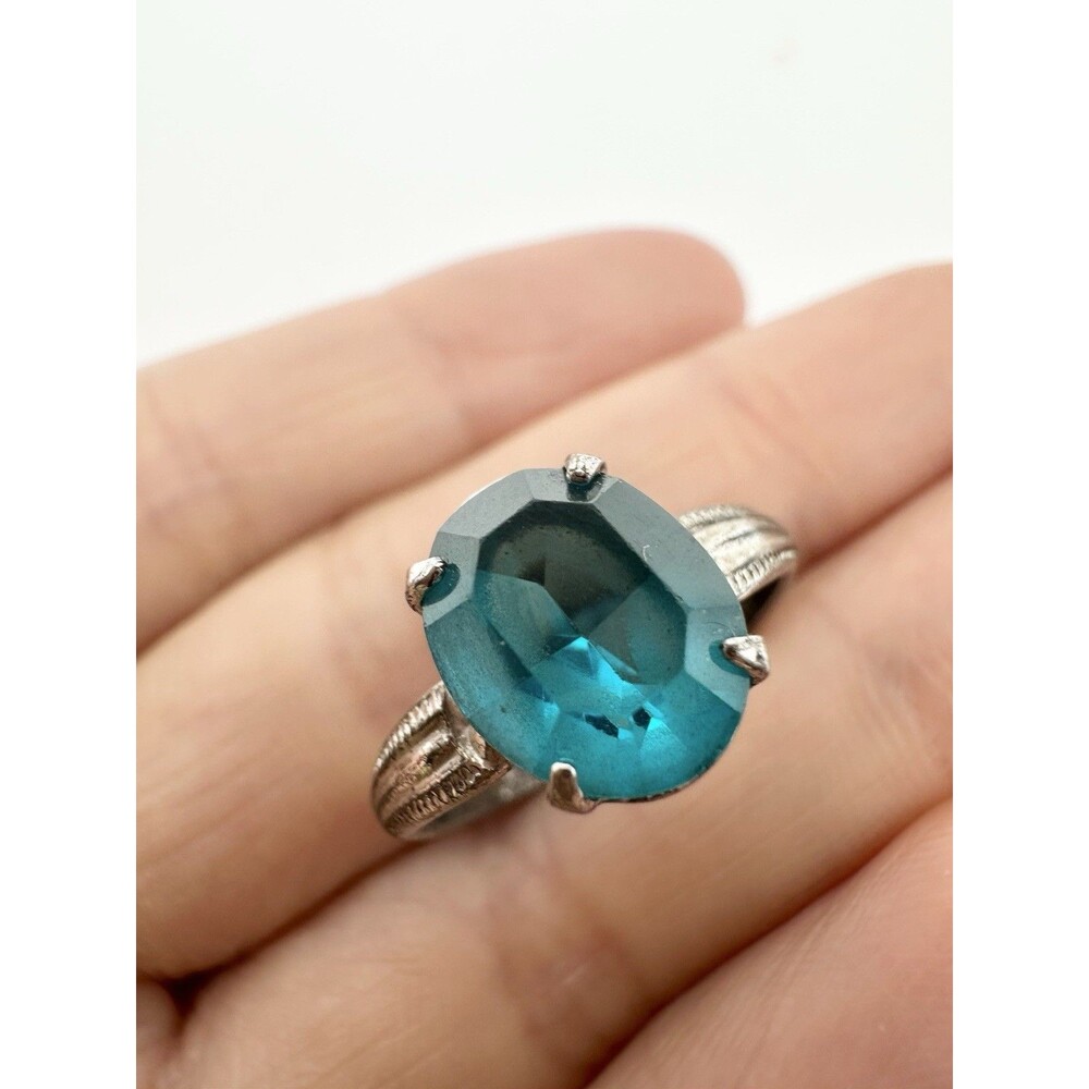 Vintage Gay Silver Filled Blue Stone Ring Size 5.75